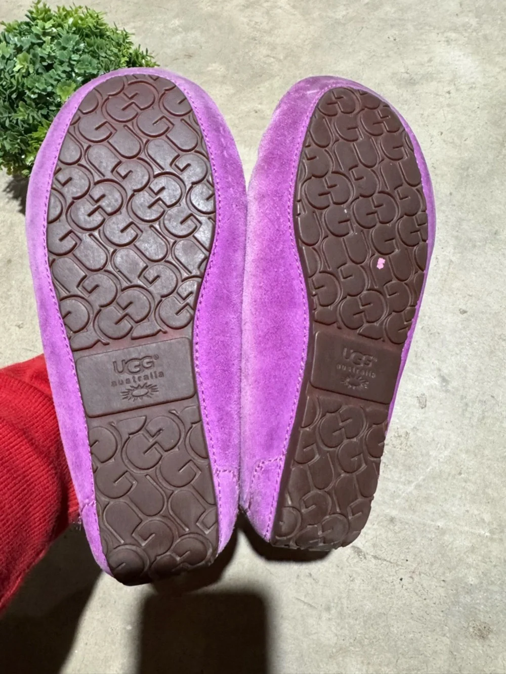 UGG Dakota Slippers Gurls Size 2 Purple Pink Leather Shearling Cozy Comfy Winter